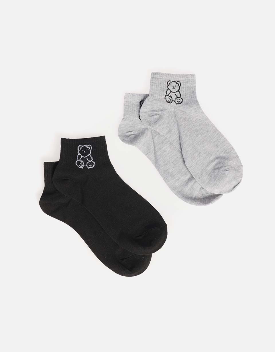 Medias mujer estampado de oso set x2