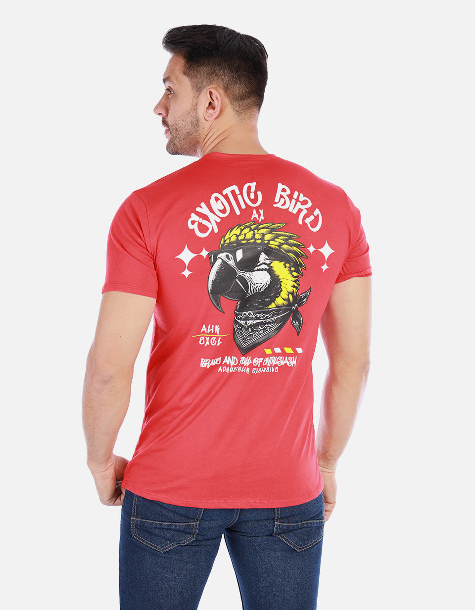 Camiseta Casual Estampada en la Espalda para Hombre