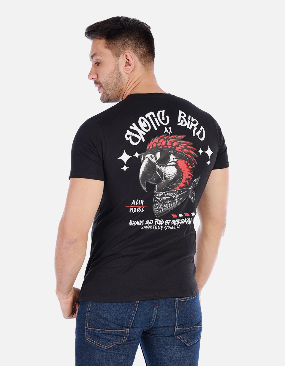 Camiseta Casual Estampada en la Espalda para Hombre