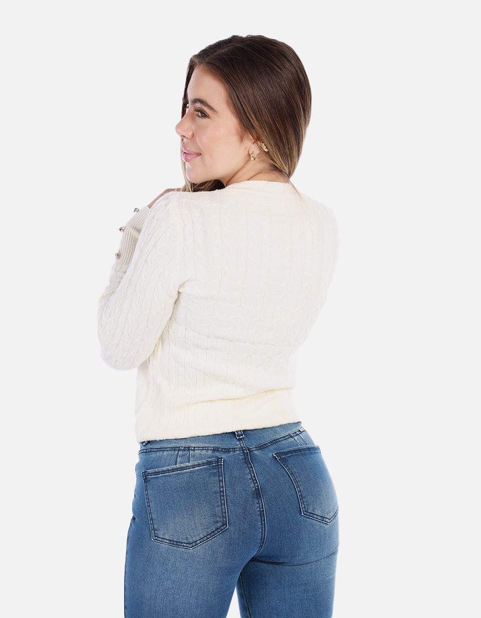 Saco Tejido de Botones para Mujer