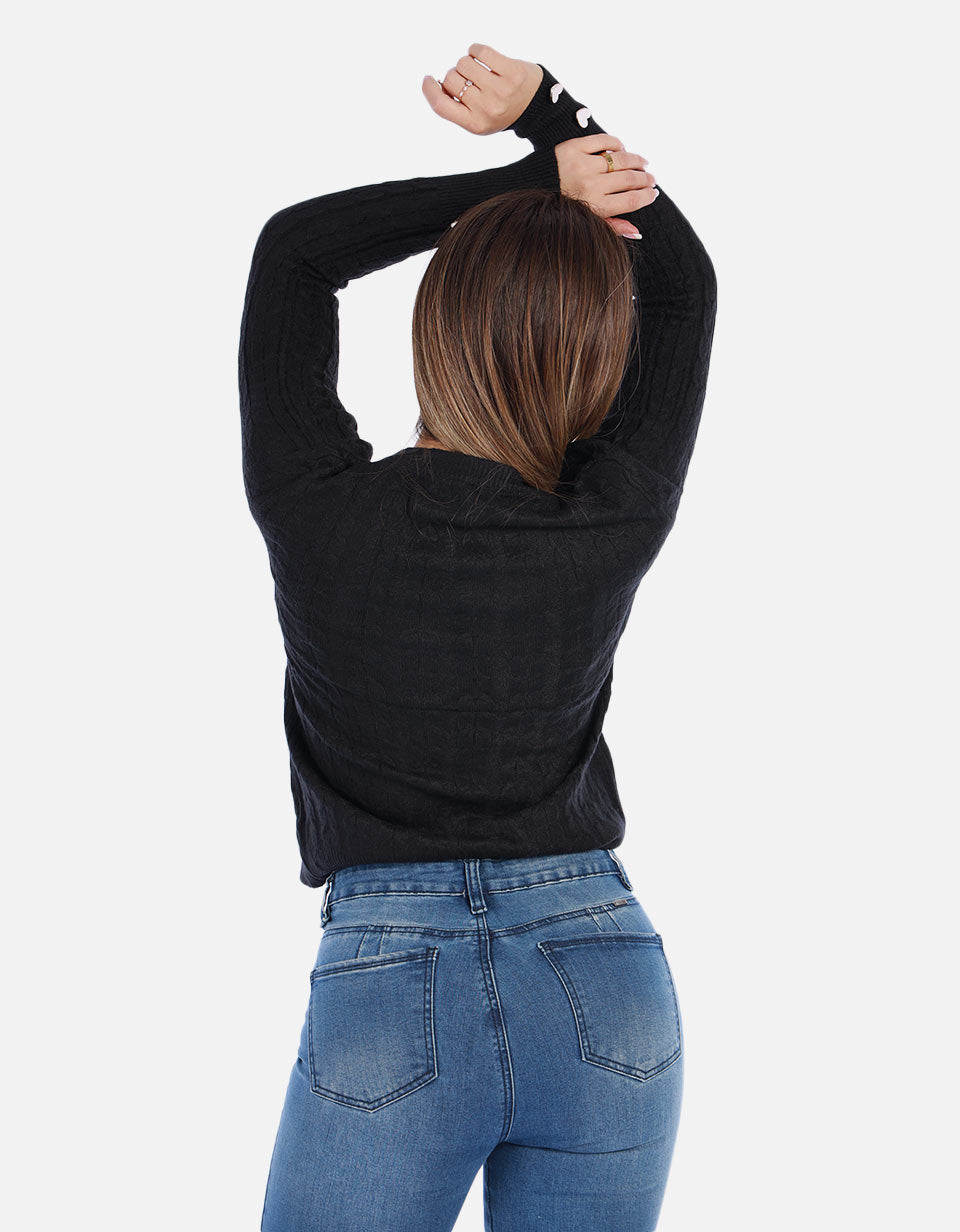Saco Tejido de Botones para Mujer