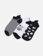 Pack de 3 de Medias Tobilleras con Estampado de Vaca