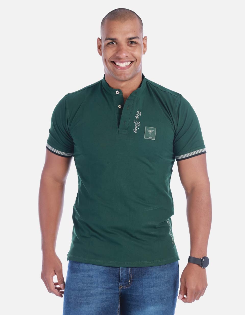 Camiseta tipo polo cuello mao Hombre