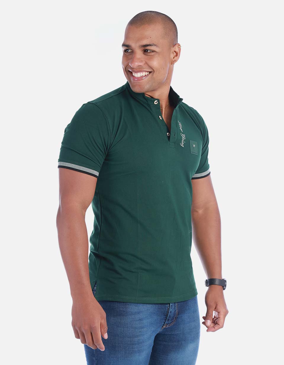 Camiseta tipo polo cuello mao Hombre