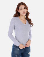Camiseta manga larga básica para mujer cuello en V