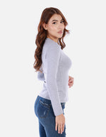 Camiseta manga larga básica para mujer cuello en V