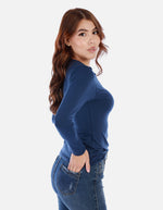 Camiseta manga larga básica para mujer cuello en V