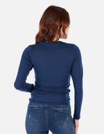 Camiseta manga larga básica para mujer cuello en V