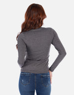 Camiseta manga larga básica para mujer cuello en V