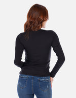 Camiseta manga larga básica para mujer cuello en V