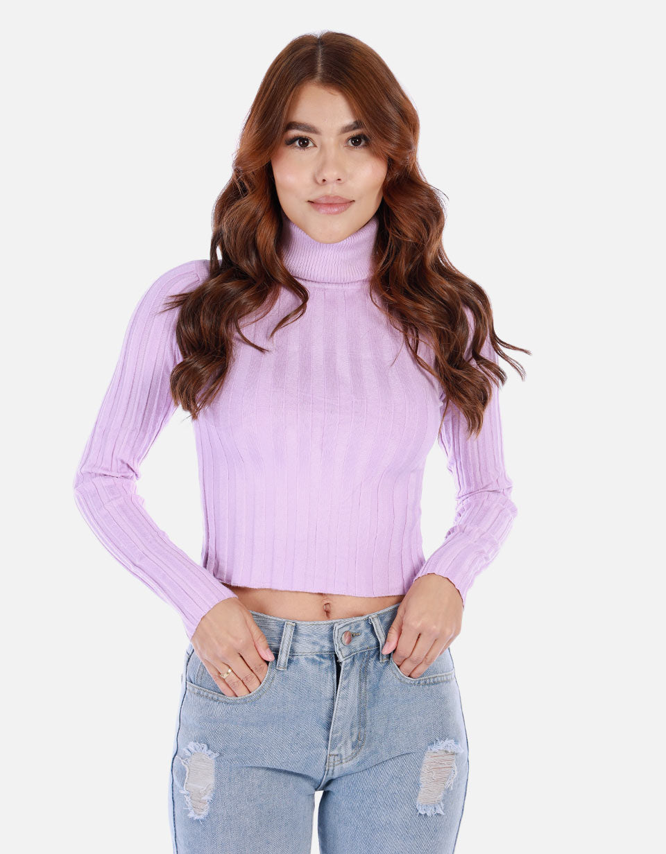 Saco tejido de cuello alto para mujer