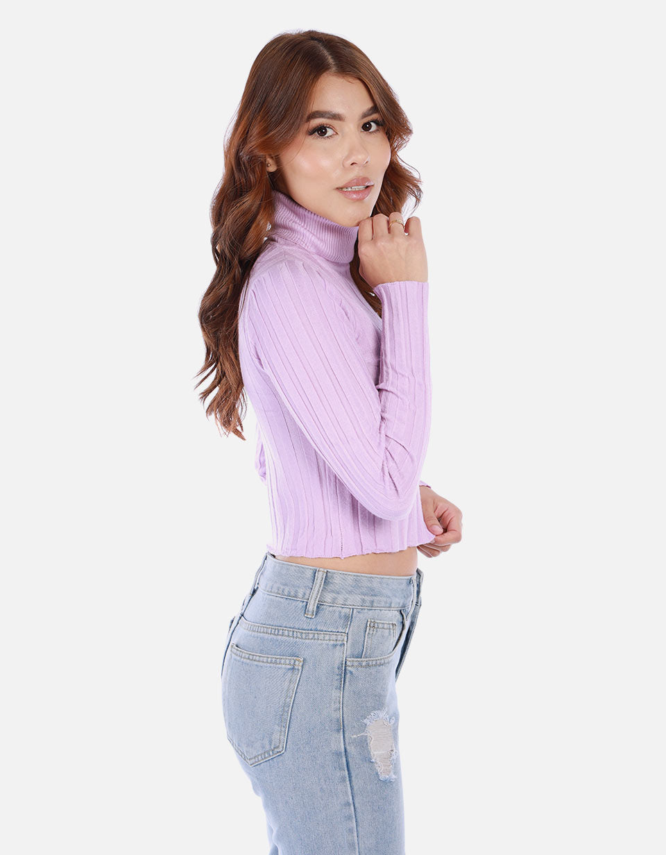Saco tejido de cuello alto para mujer