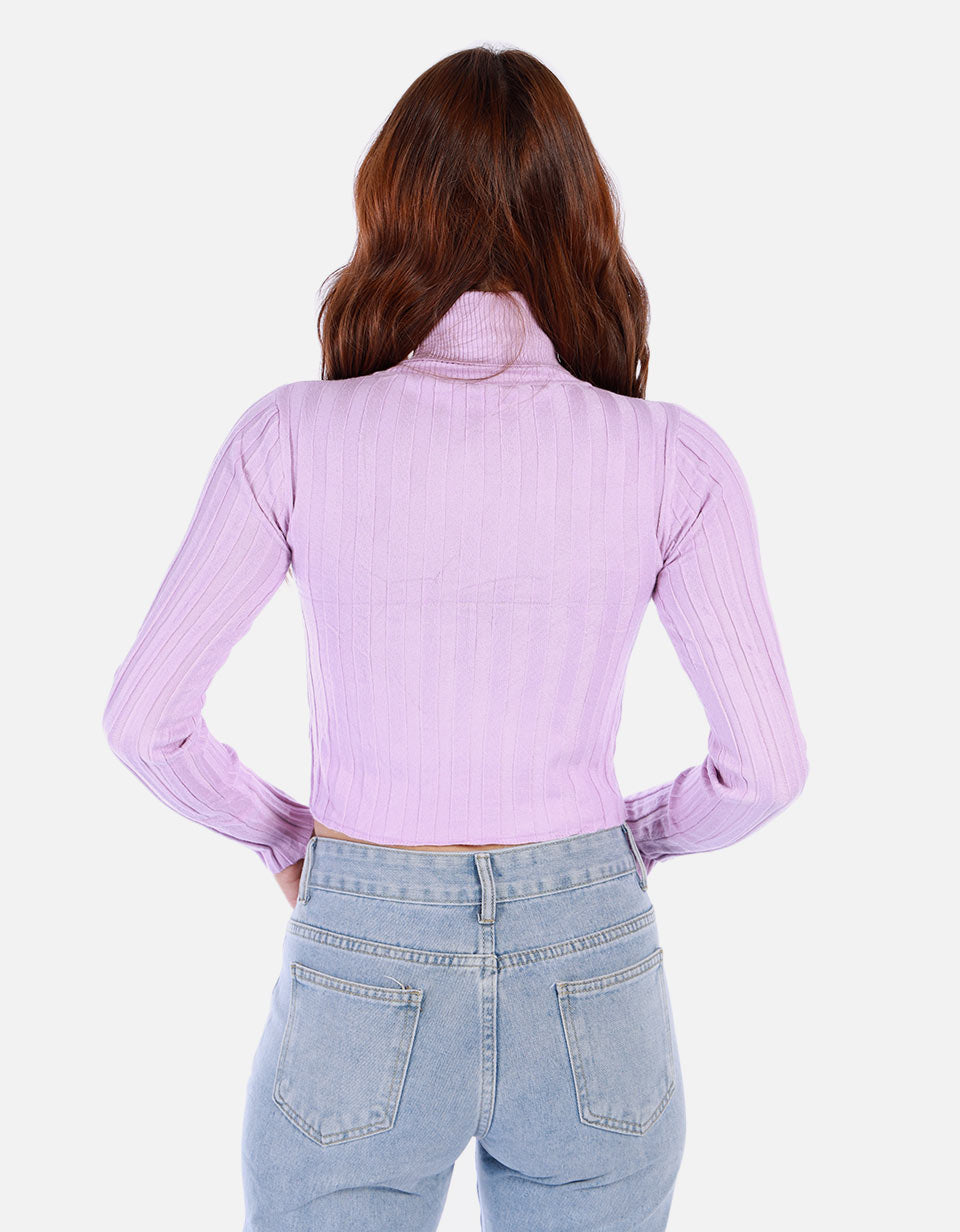 Saco tejido de cuello alto para mujer