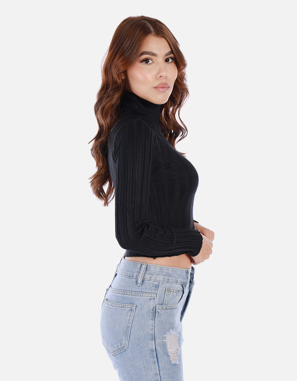 Saco tejido de cuello alto para mujer