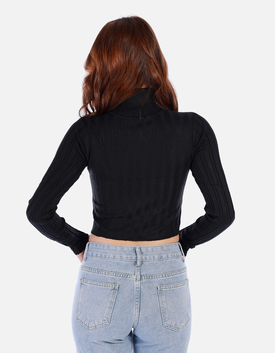 Saco tejido de cuello alto para mujer
