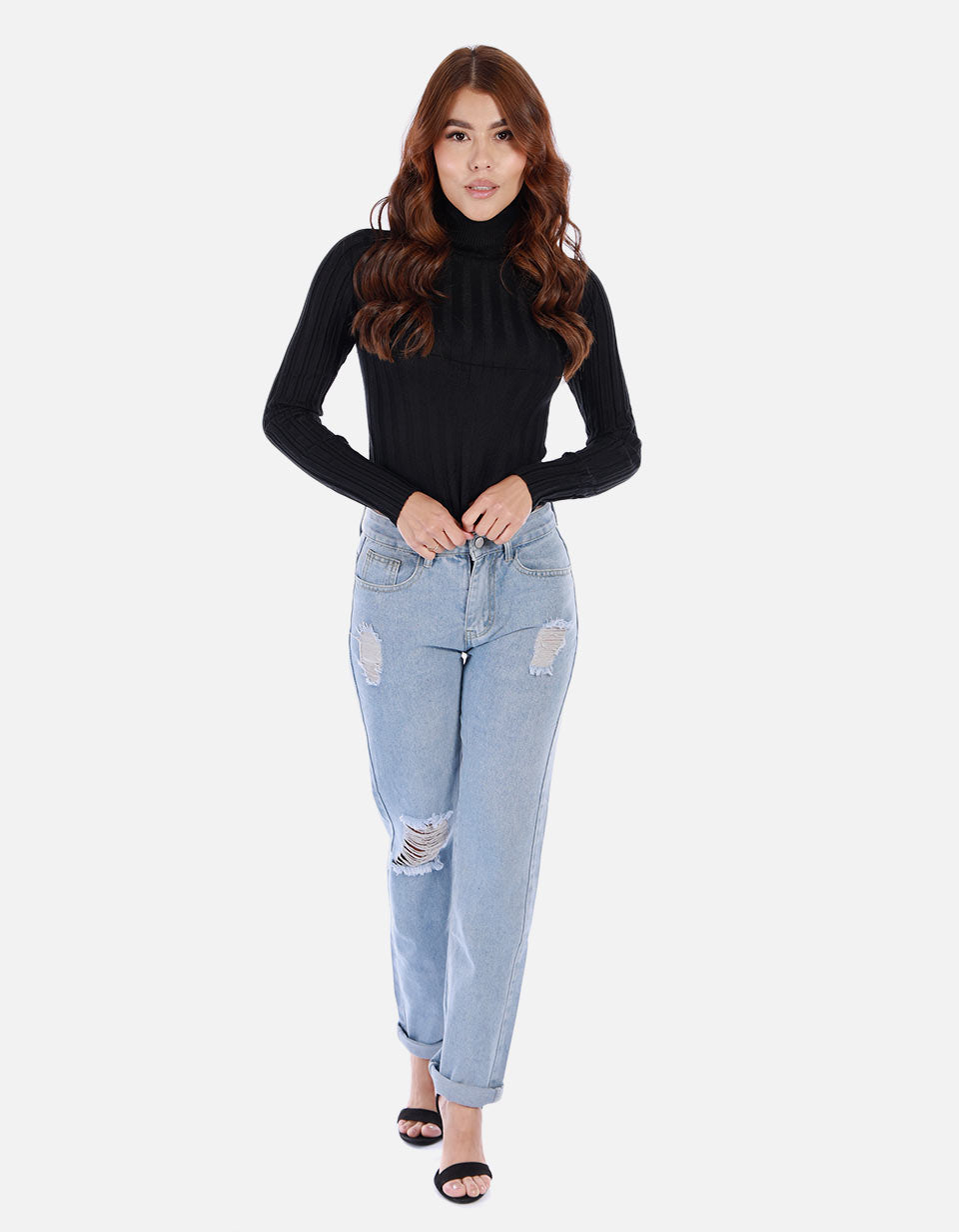 Saco tejido de cuello alto para mujer