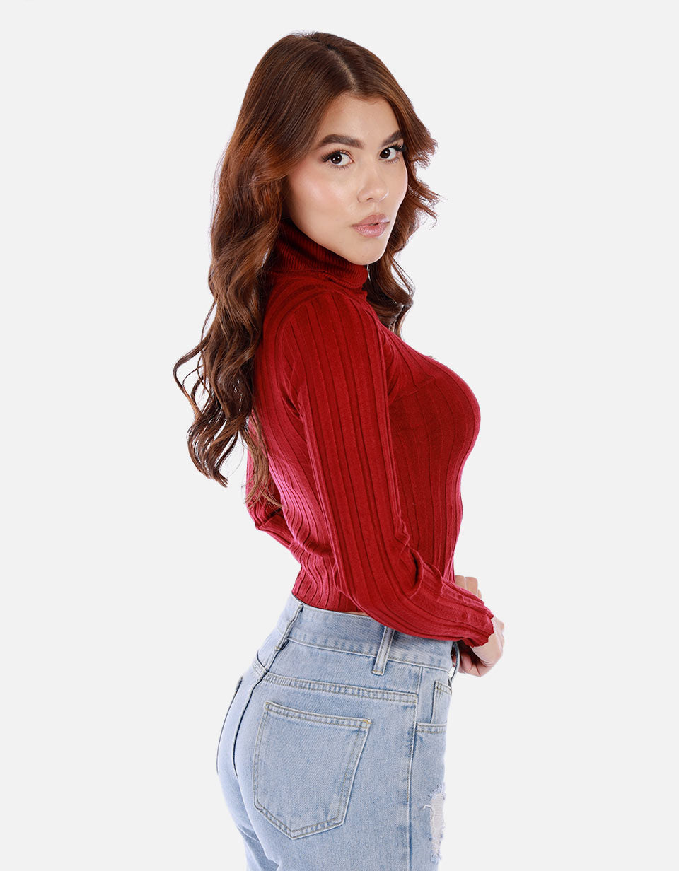 Saco tejido de cuello alto para mujer