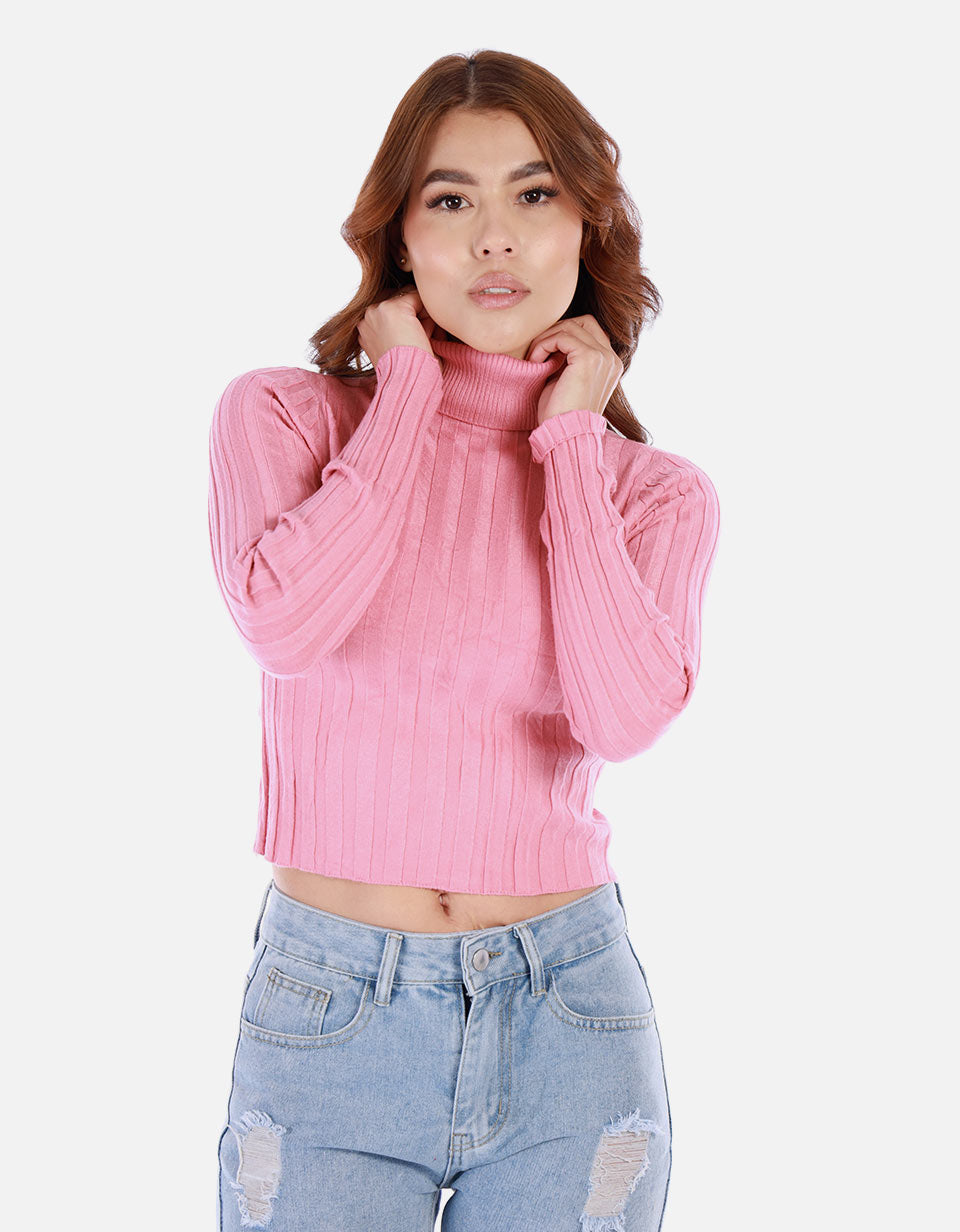 Saco tejido de cuello alto para mujer