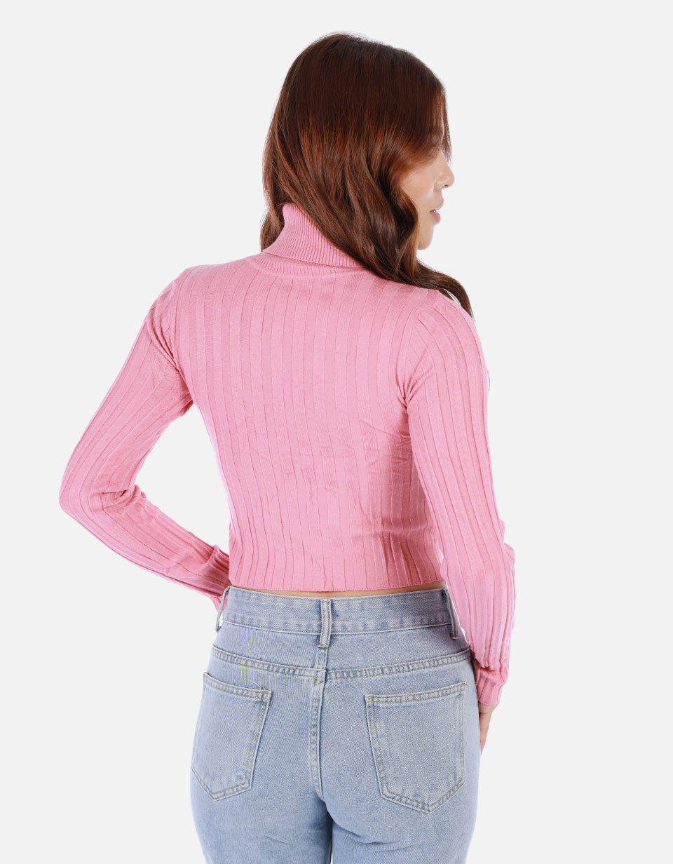 Saco tejido de cuello alto para mujer
