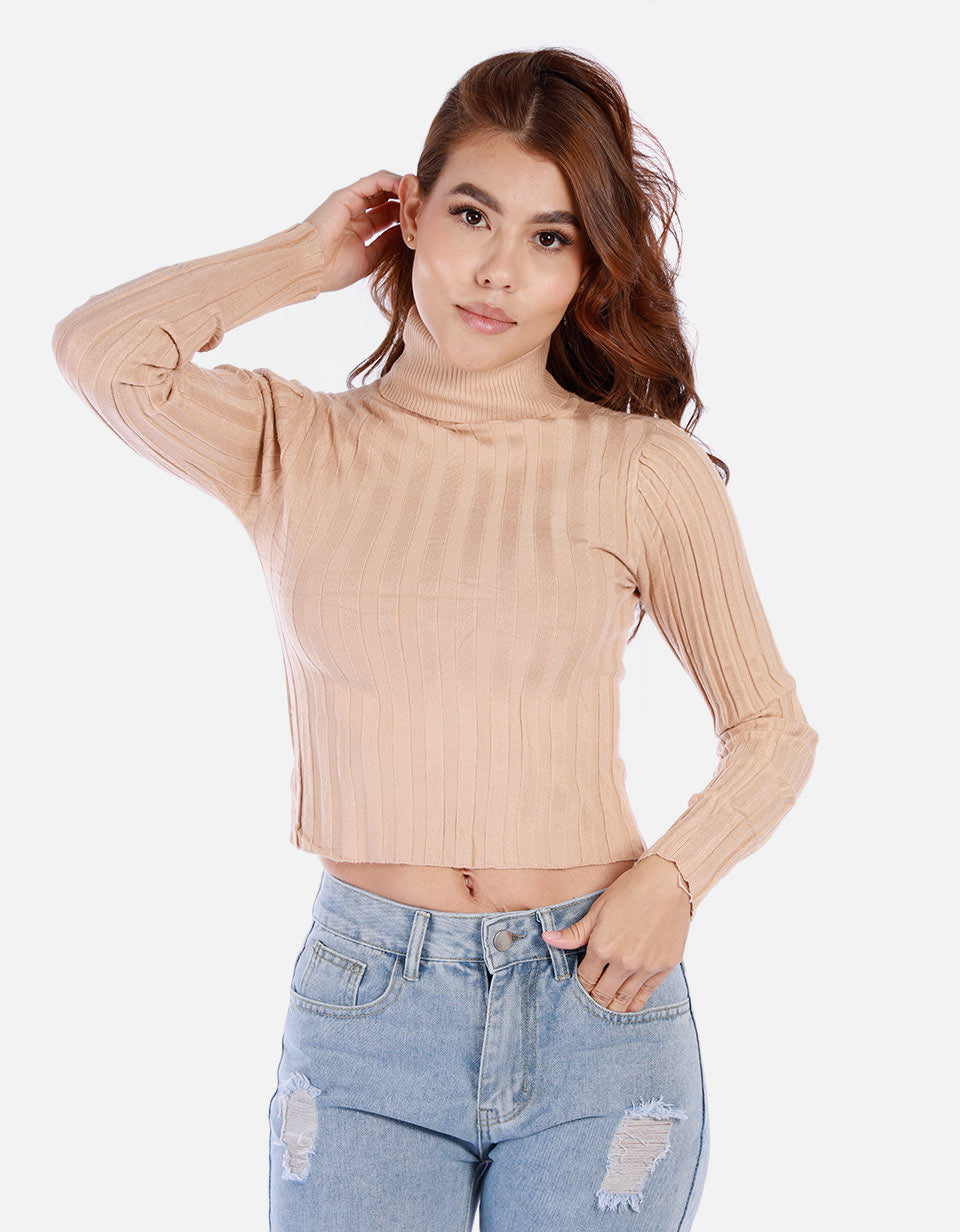 Saco tejido de cuello alto para mujer
