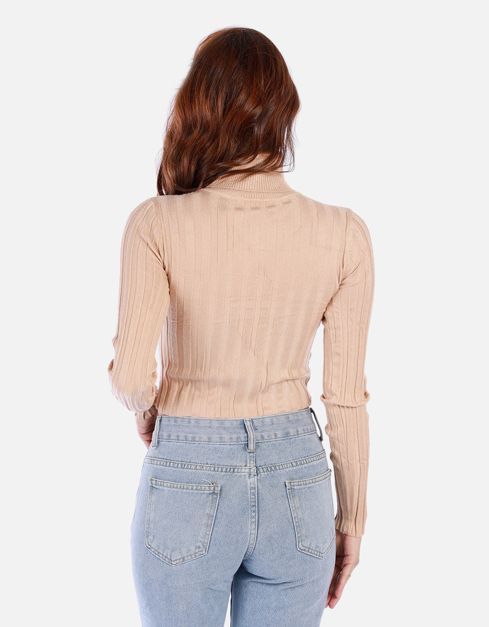 Saco tejido de cuello alto para mujer
