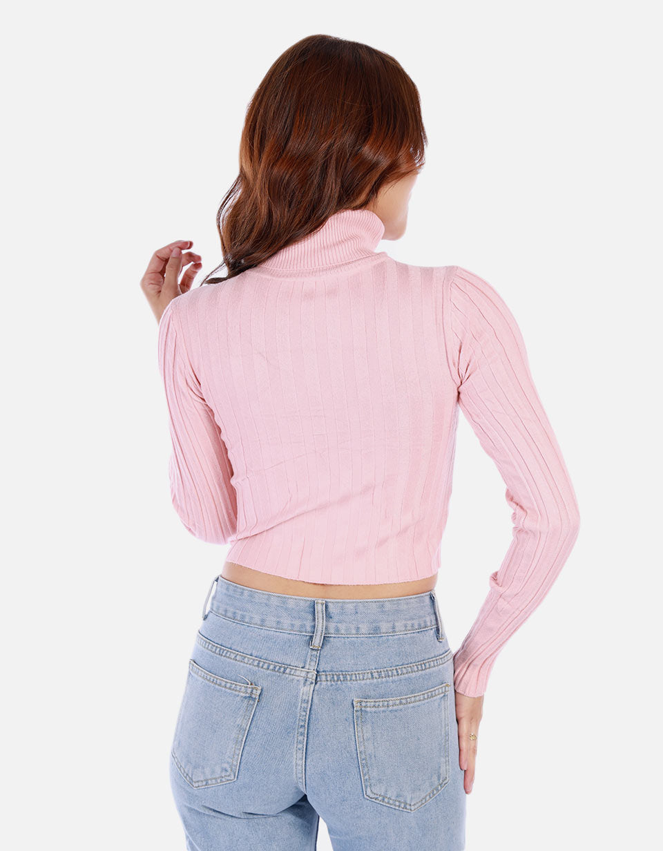Saco tejido de cuello alto para mujer