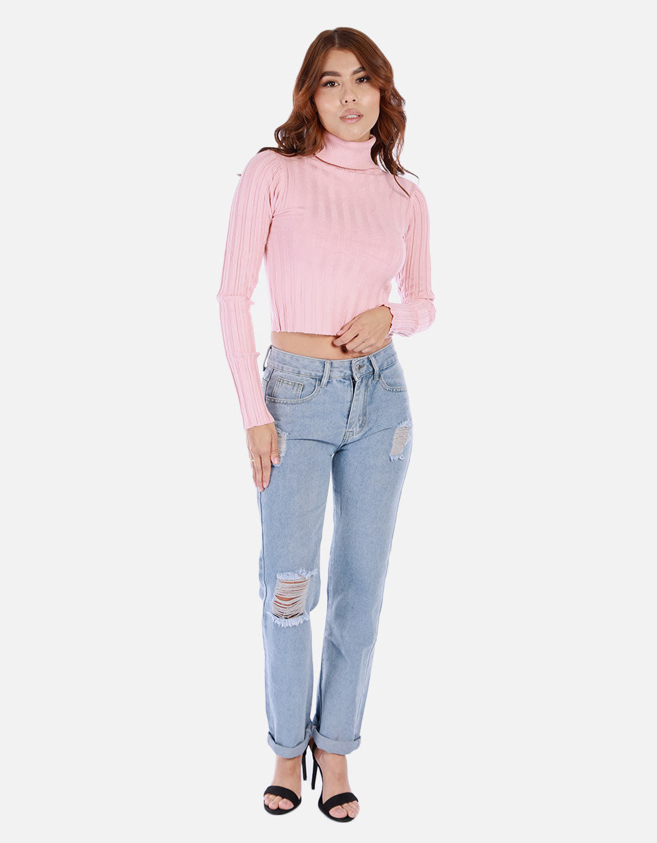 Saco tejido de cuello alto para mujer