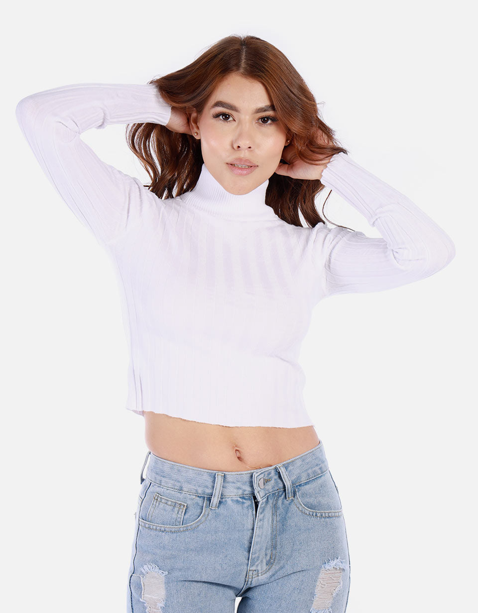 Saco tejido de cuello alto para mujer