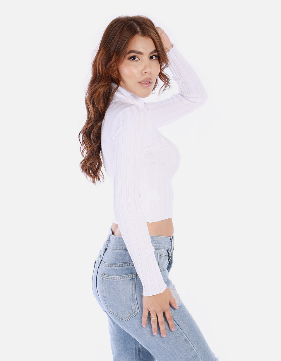 Saco tejido de cuello alto para mujer