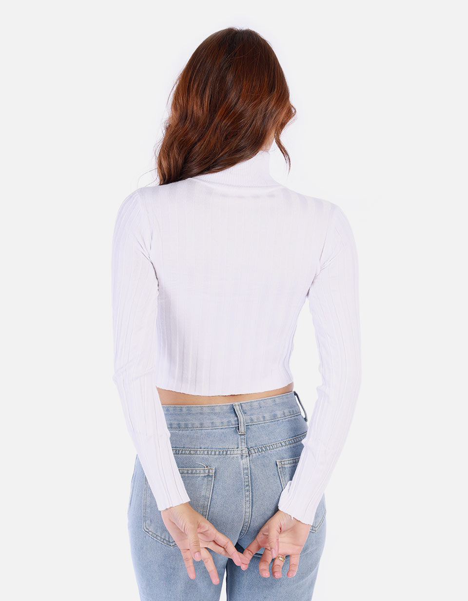 Saco tejido de cuello alto para mujer