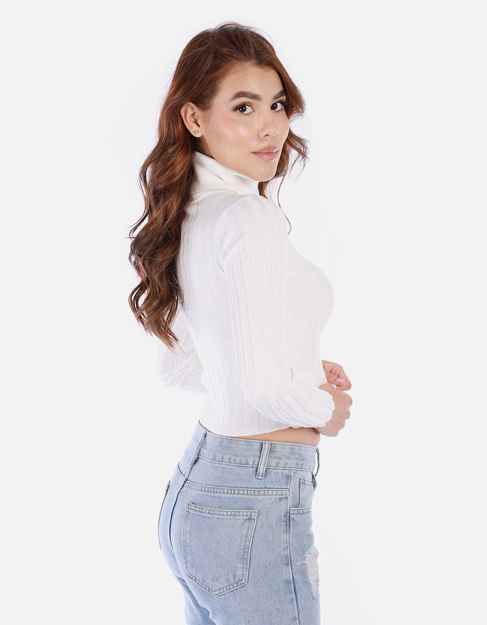 Saco tejido de cuello alto para mujer