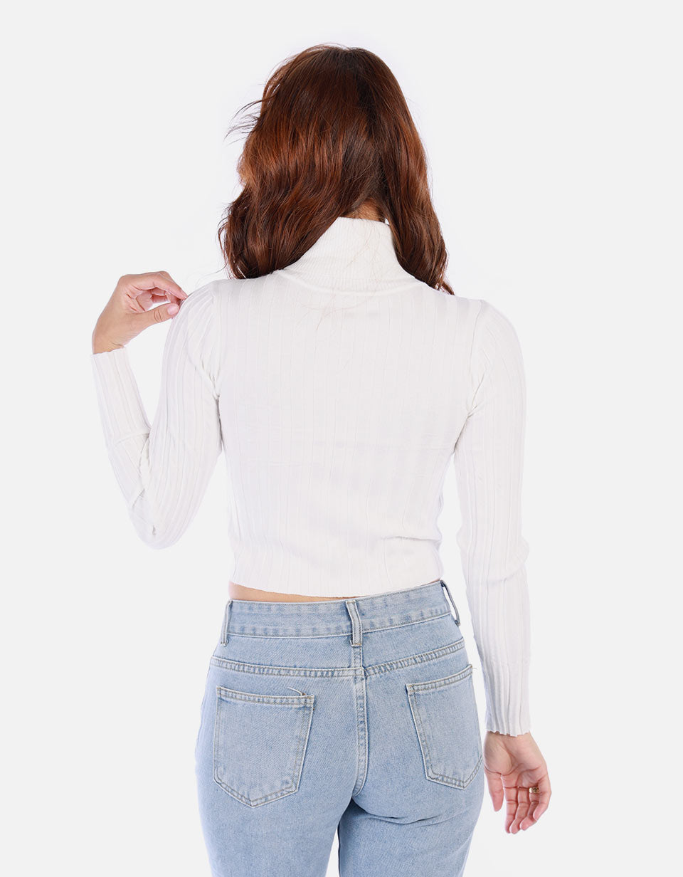Saco tejido de cuello alto para mujer
