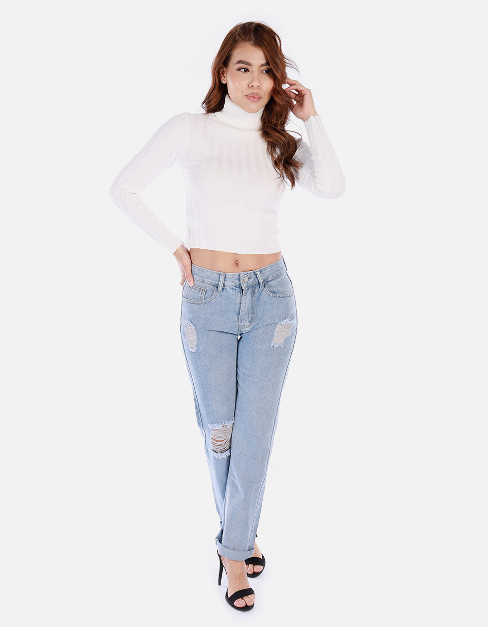 Saco tejido de cuello alto para mujer