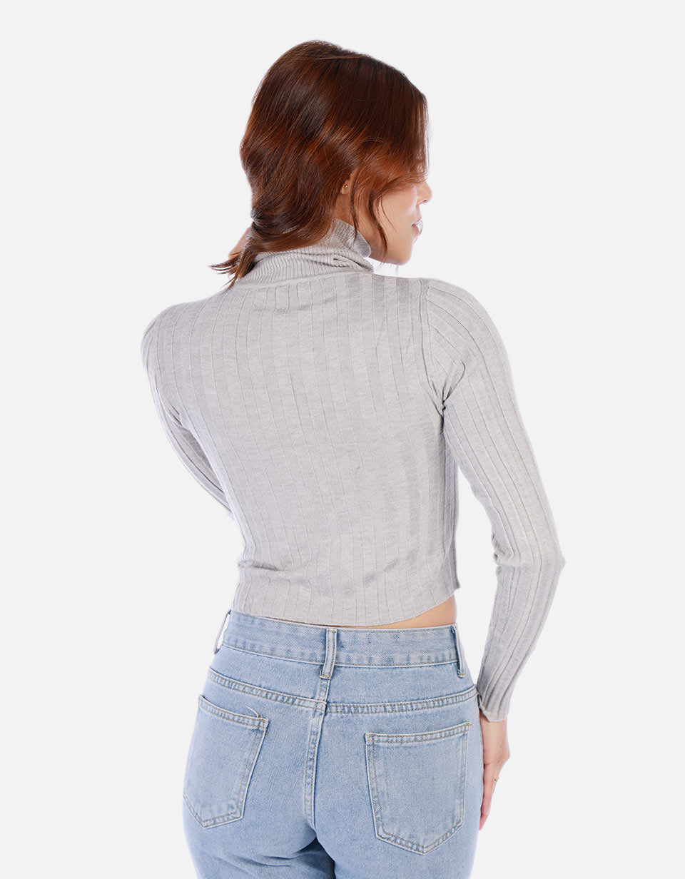 Saco tejido de cuello alto para mujer
