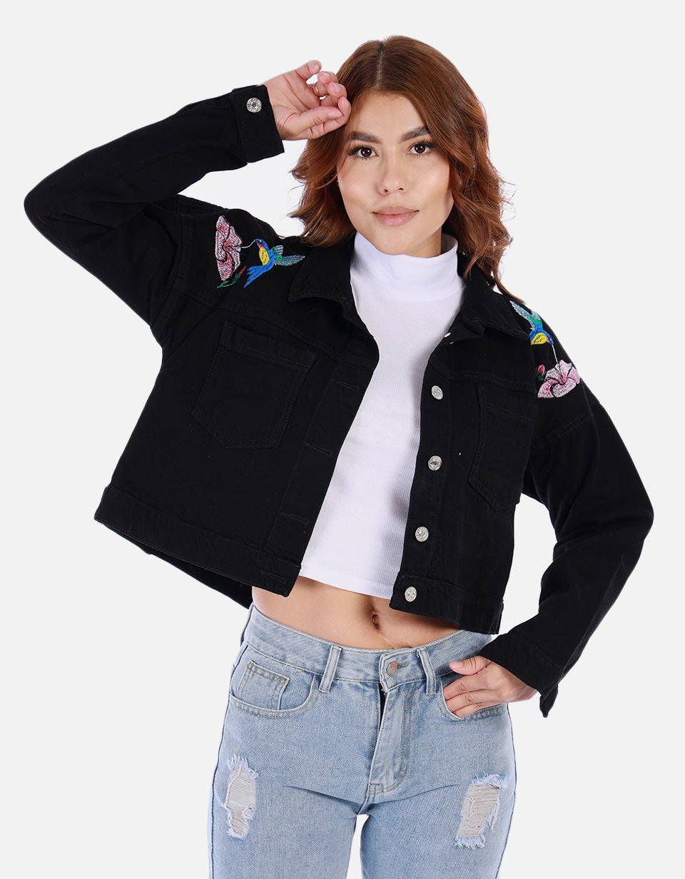 Chaqueta en jean bordada