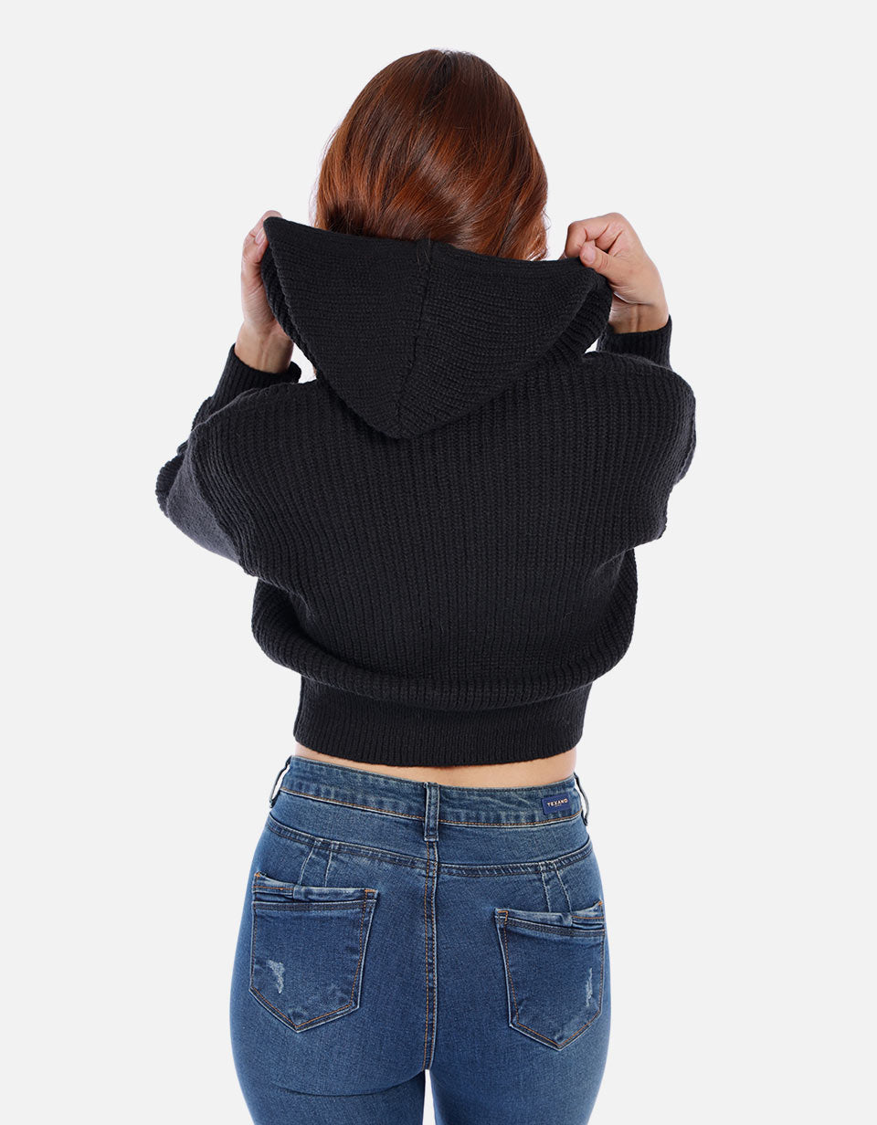 Saco tejido para mujer con capota