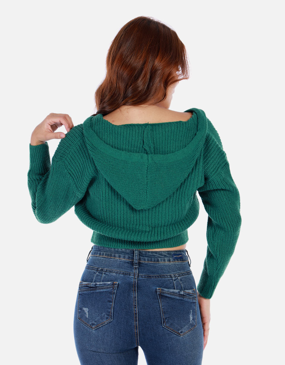 Saco tejido para mujer con capota