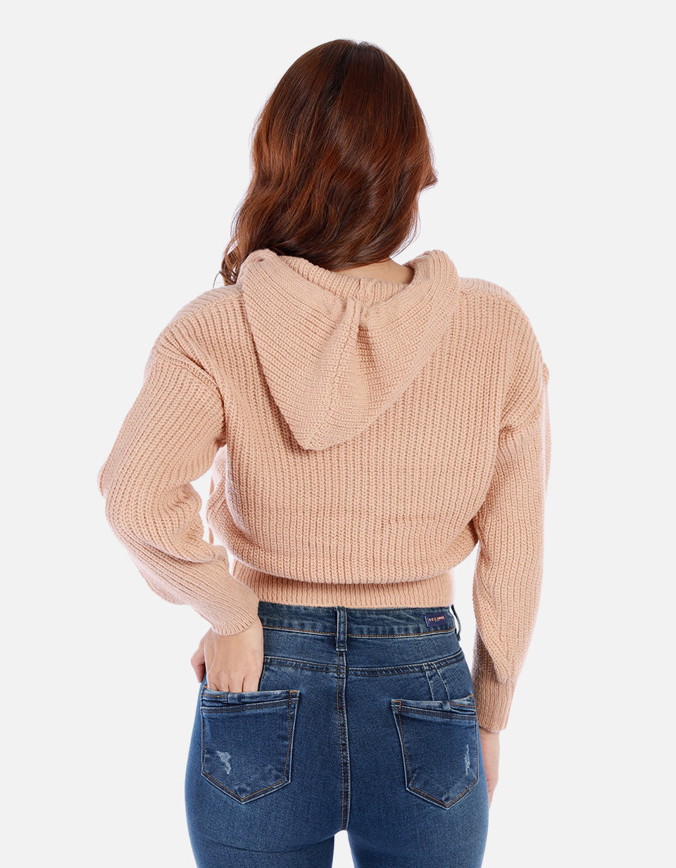 Saco tejido para mujer con capota