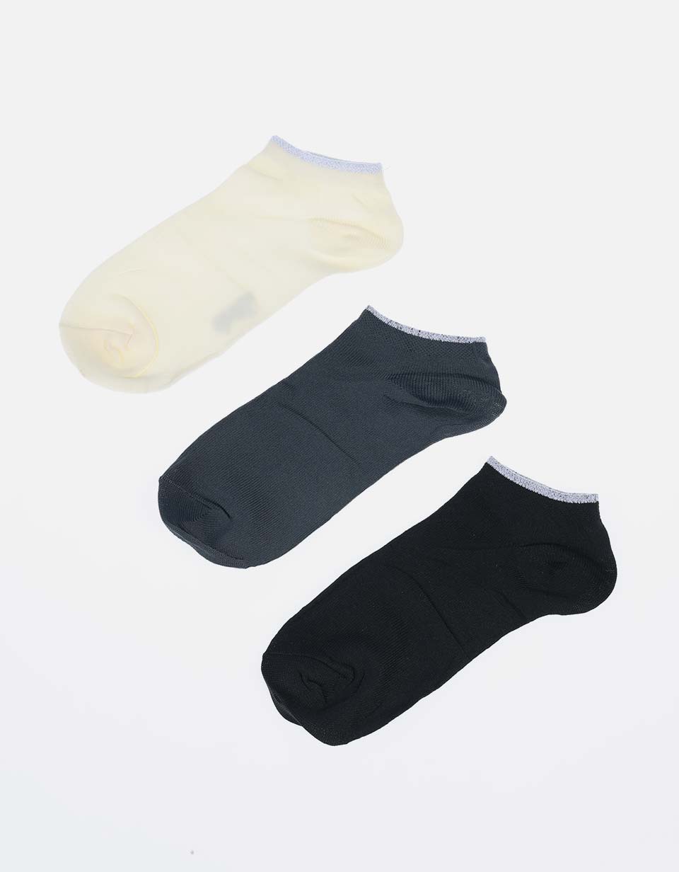 Pack X3 Medias unicolor con borde escarchado