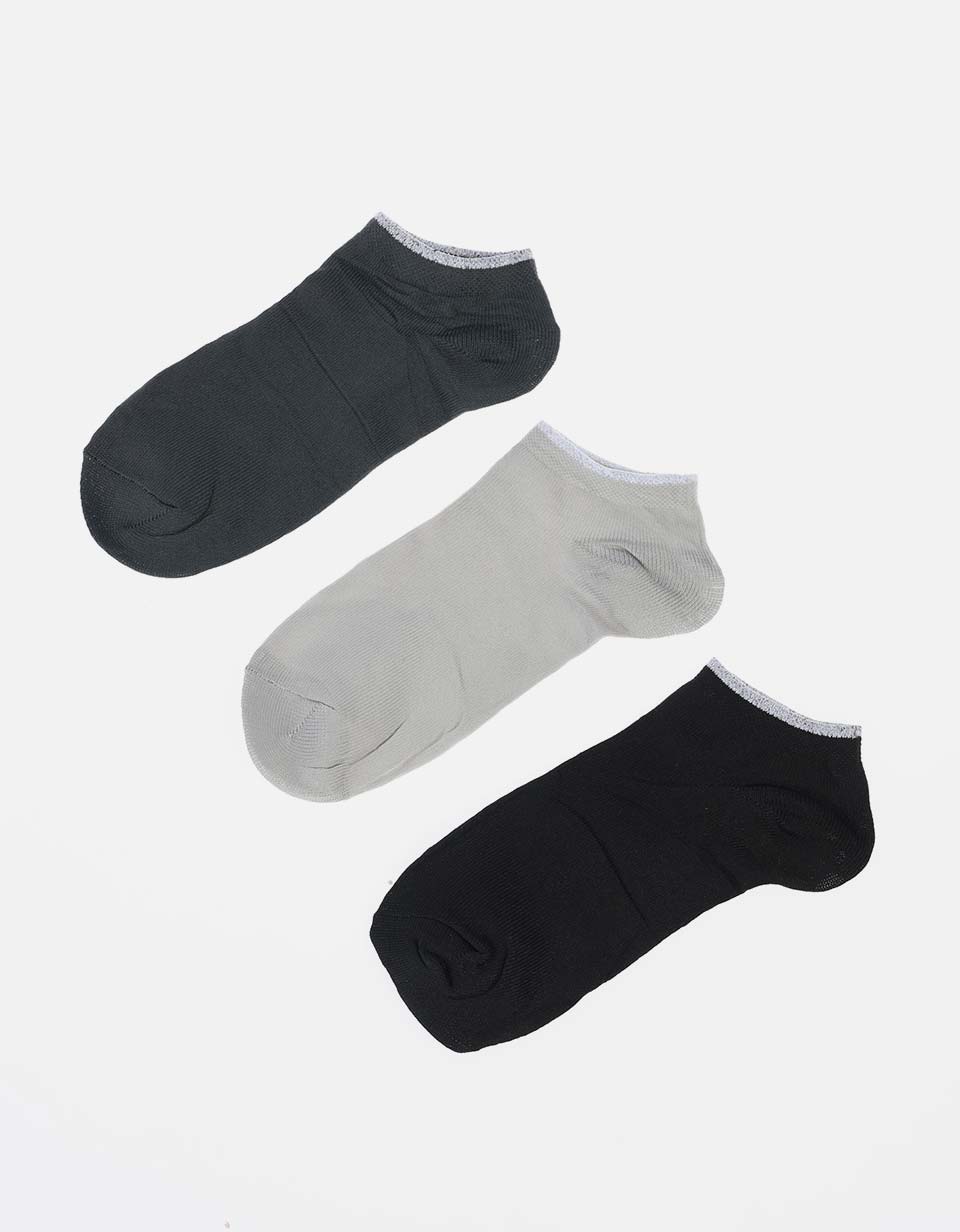 Pack X3 Medias unicolor con borde escarchado