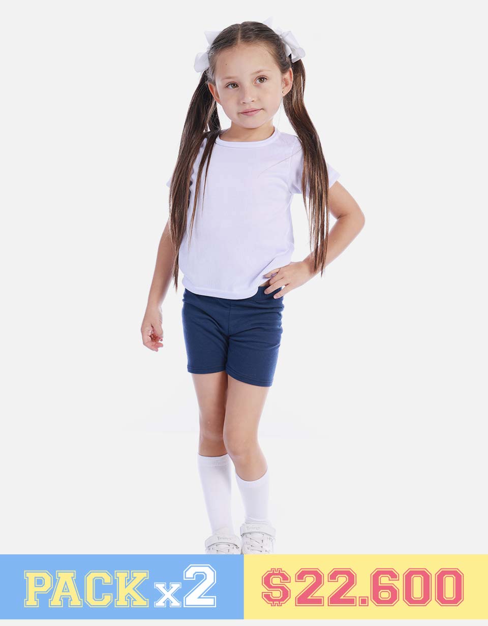 Pack X2 Camiseta acanalada cuello redondo Colegial