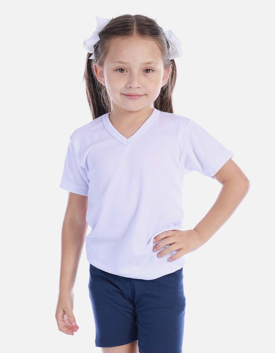Pack X2 Camiseta acanalada cuello V Colegial