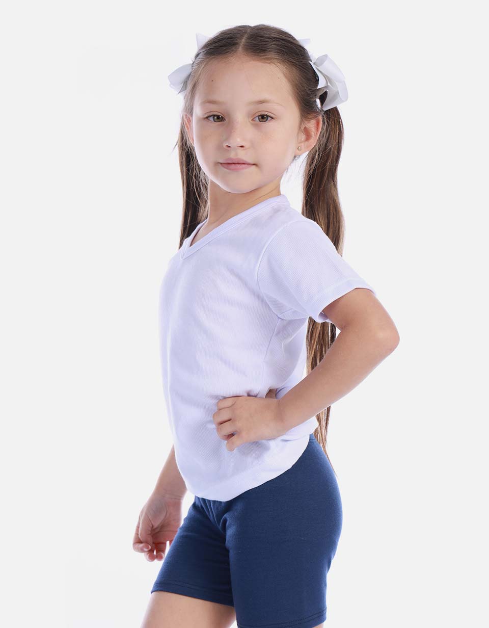Camiseta acanalada cuello V Colegial