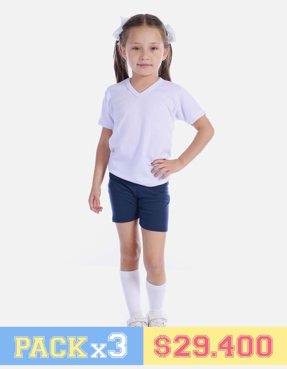 Pack X3 Camiseta acanalada cuello V Colegial