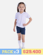 Pack X3 Camiseta acanalada cuello V Colegial