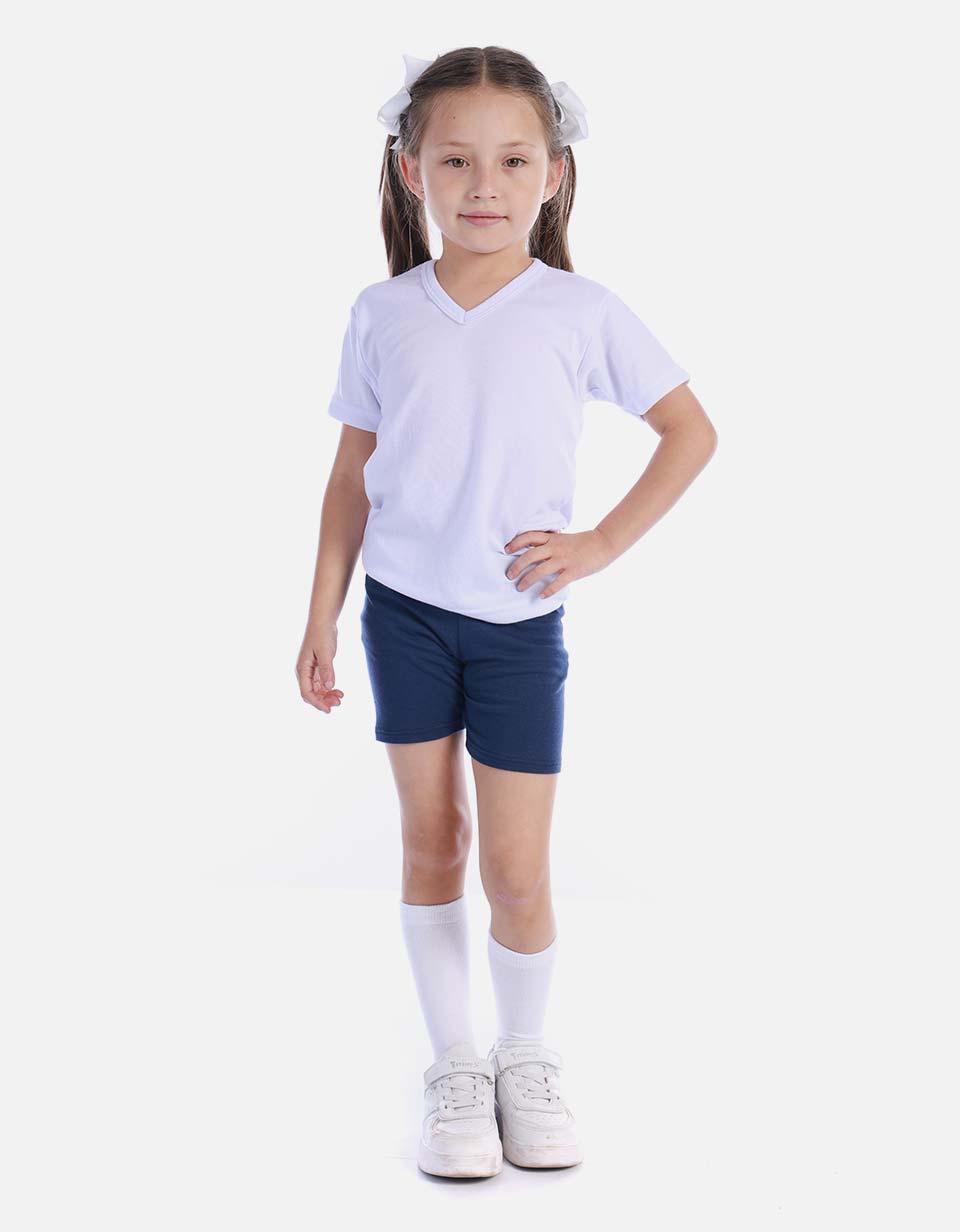Camiseta acanalada cuello V Colegial
