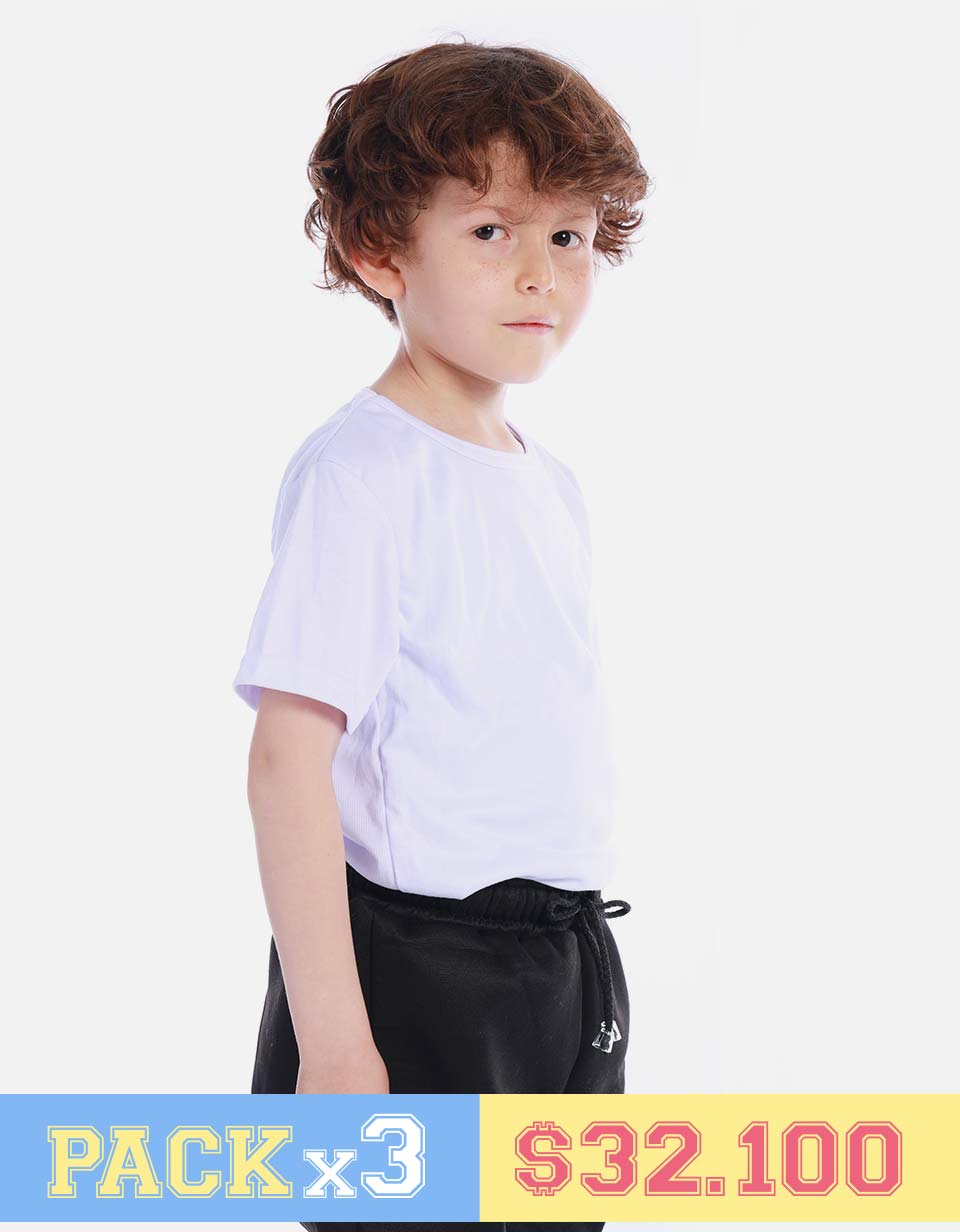 Pack X3 Camiseta acanalada cuello redondo Colegial