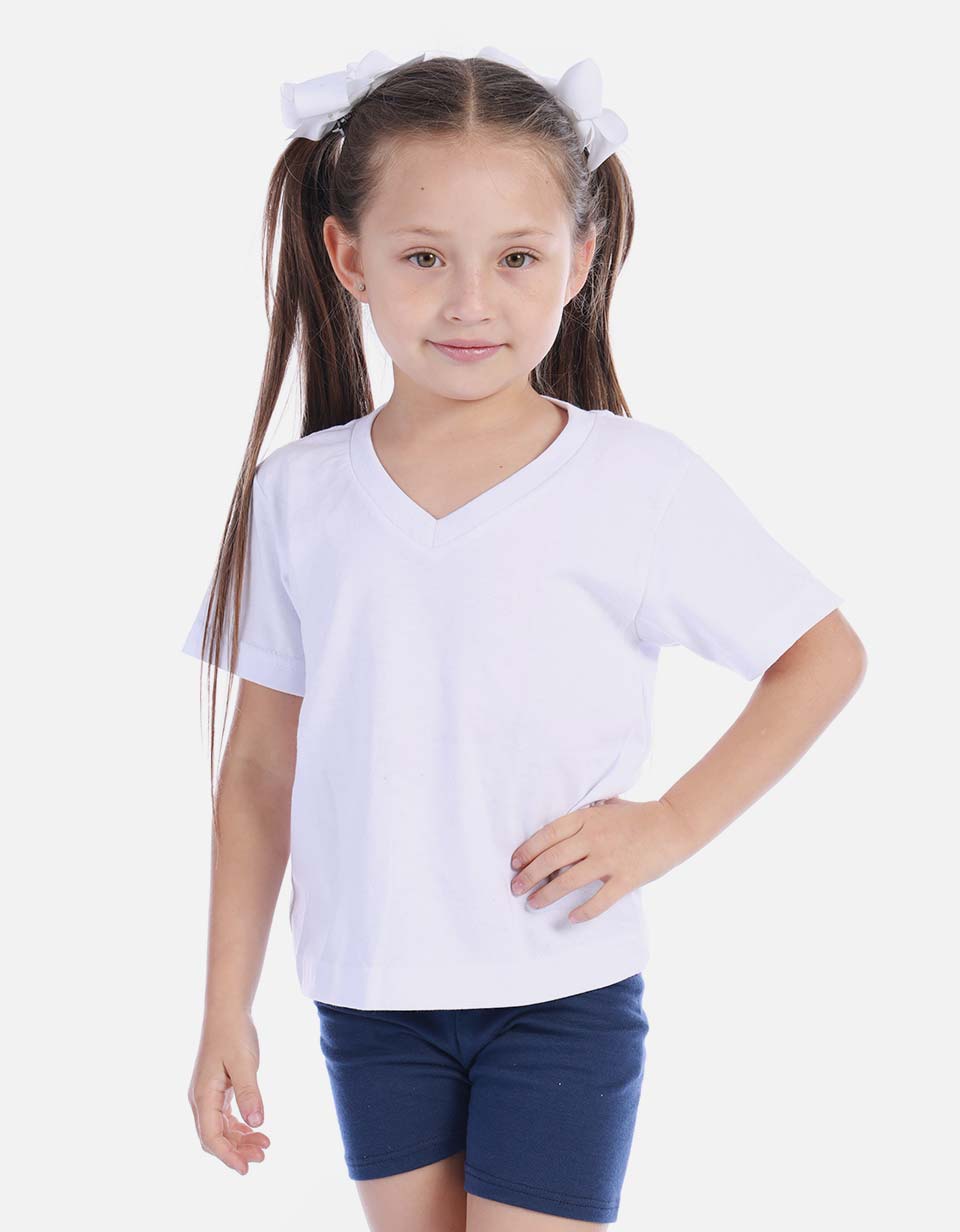 Camiseta basica cuello V Colegial