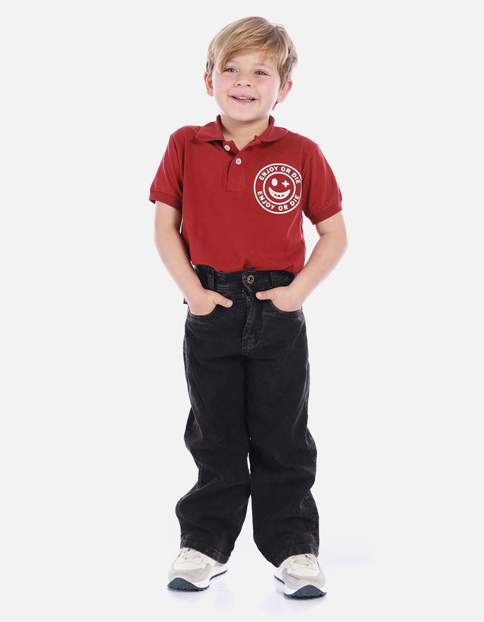 Pantalón tipo jean acanalado para niño