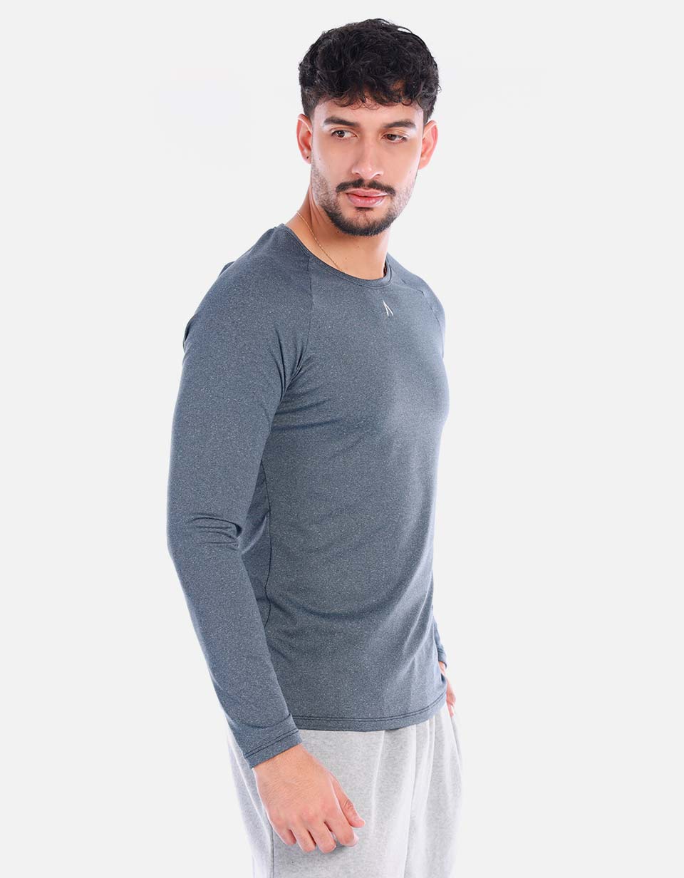Camiseta deportiva hombre manga larga ajuste fit